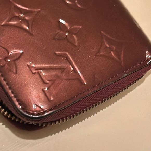 Louis Vuitton Vernis Zip Around Long Wallet Merlot Shiny Dark Red Logo Print LV - Picture 15 of 16